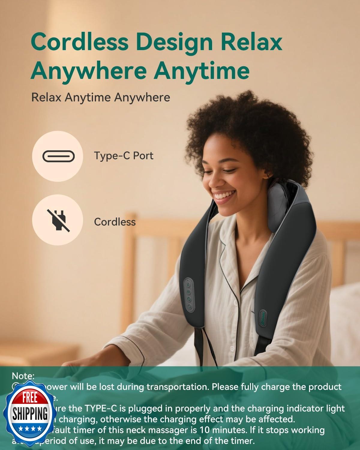 Snailax Neck Massager for Pain Relief Deep Tissue, Neck Massage with Heat, Co