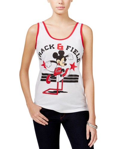 Disney Juniors Mickey Track & Field Graphic Tank Top White M | eBay