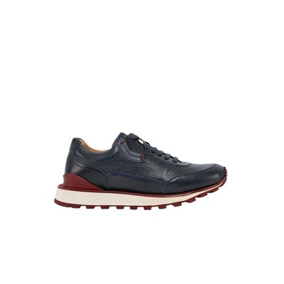 1100$ TESTONI ''Moena'' Blue Sneaker Nabuk Calf + Deerskin  5 UK / 6  US / 39 IT