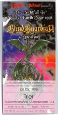 Blind Guardian Ticket 1998 - Nightfall Tour - Trier Ex-Sommerhalle Konzert Karte