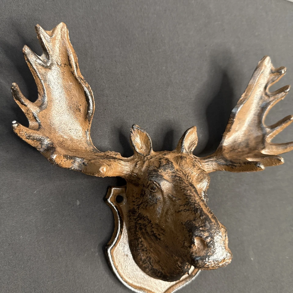 Arte colgante de pared vintage de hierro/metal con cabeza de alce Foto 2 de 4