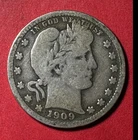 1909 US Barber SILVER Quarter "Philadelphia" Mint! Very Good! Old US Coin!