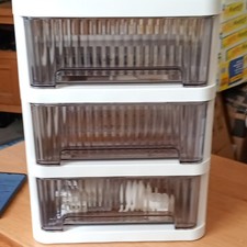3 Drawer Plastic Storage Unit With Drawers White/Smoke Grey 38x32x42.5