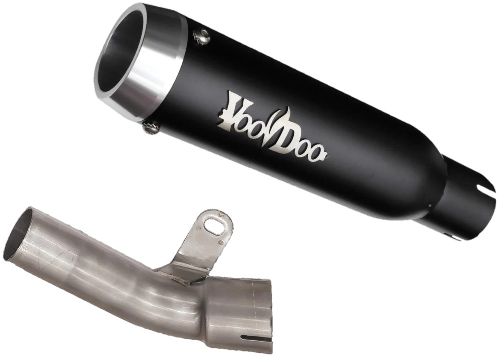 Voodoo Mini Meg Shorty Slip-On Muffler w Mid-Pipe for