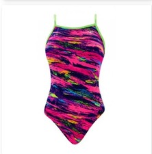 TYR The Finals Sassy Non Foil Stripe Pink Women's 1 Piece Swim Size 34 New