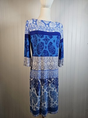 Donna Morgan Womens Colorful Paisley 3/4 Sleeve Jersey Shift Dress Size 6
