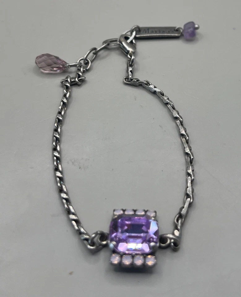 MARIANA Silver Bracelet SWAROVSKI Crystals Purple & Pink Stones Gift Designer - Image 3 of 4