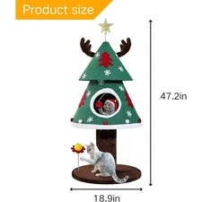 47.2In Christmas Cat Tree for Indoor, Cat Tower Cute with Teaser Plaything, Clim