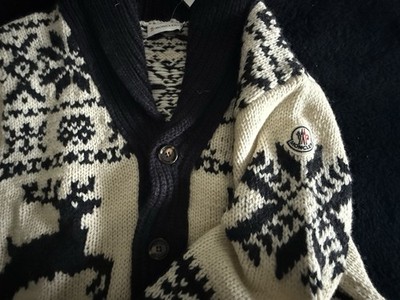 Moncler Maglione Tricot Wool Cardigan Vintage Reindeer Alpine Mens