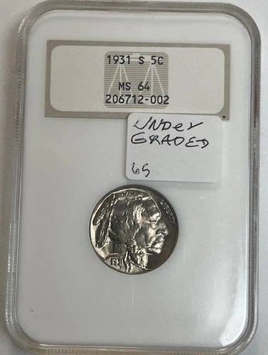 1931-S Buffalo full strike and full luster undergraded at ms64 NGC old soap box