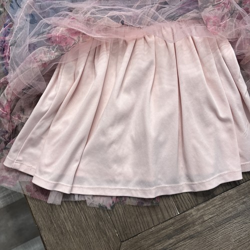 Girls Sz 6 Pink & Violet Denim Dress Floral Tulle Skirt Long Sleeve Girls - Picture 12 of 14