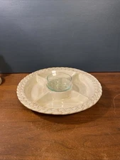 Vintage Divided Chip/Veggie Tray & Dip Dish 14” X 14” Harry & David Portugal
