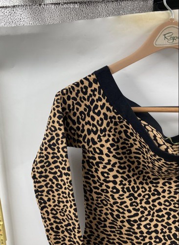 Gianni Bini Womens Tan Black Leopard Print Long Sleeve Blouse Top Approx Size S - Picture 5 of 6