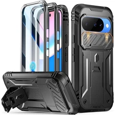 For Google Pixel 10 / 10 Pro Case | Poetic Kickstand Built-in-Screen Cover Black