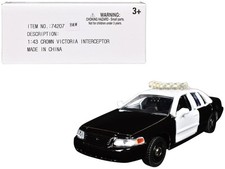 Ford Crown Victoria Police Interceptor Black/ White 1/43 Diecast Car - Motormax