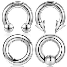 Surgical Steel Septum Ring Kit 4pc 8g Septum Rings Piercing Jewelry Set Silver
