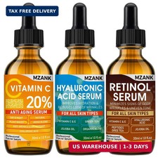 3 Pack Face Serum Skin Care Set-Includes Vitamin C, Hyaluronic Acid Retinol Se