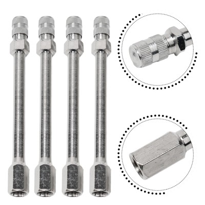 4 Pieces Metal Stem Tire Valve Extension Rod 100mm Cap for Auto Car Truck
