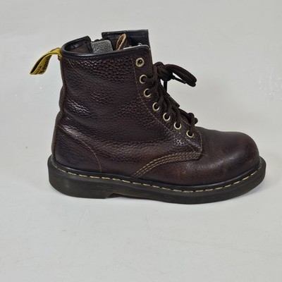 Dr. Martens AirWair Industrial Steel Toe Brown Boots Side Zip