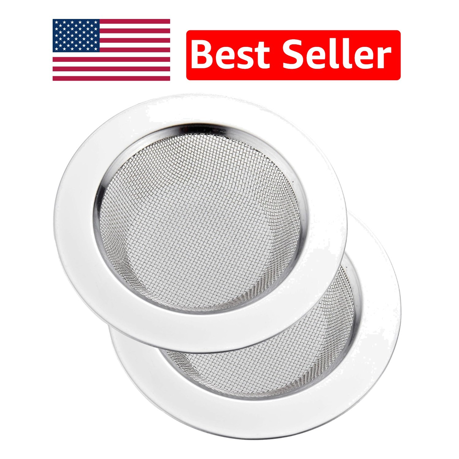 2 Pack Kitchen Sink Strainers, 4.5" Stainless Steel with Smooth Edges