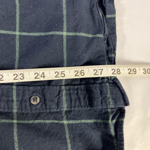 J Crew Shirt Men Large Blue Green Windowpane Plaid Brushed Twill Slim Fit - Picture 6 of 8