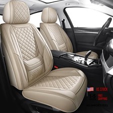 Leather Seat Covers  Beige Car Seat Fit for Camry front set Beige-Diamonds