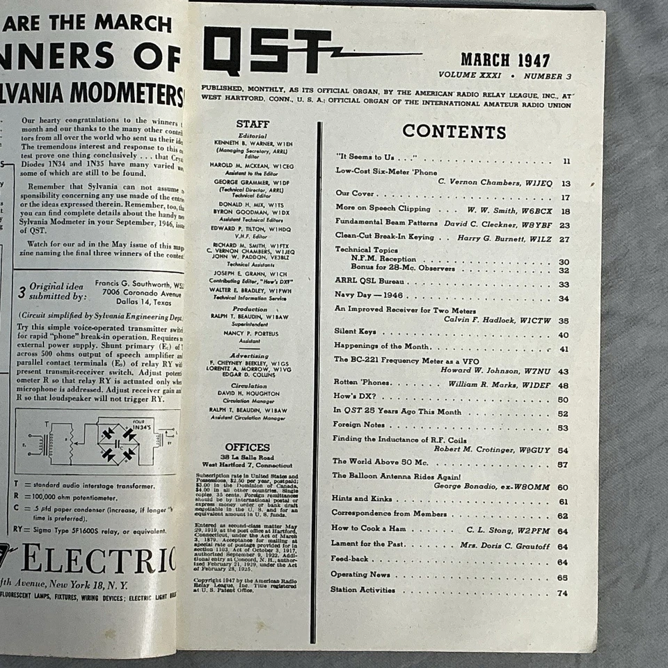 Qst Devoted Entirely To Amateur Radio Magazine March 1947 Vintage Ham Radio - Image 2 of 3