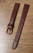 12mm PRESTIGE CALF LEATHER BROWN APOLLO WATCH STRAP NUBUCK LINED GOLD BUCKLE...