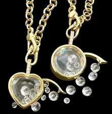 Glass Opening Charm Locket 18ct Gold Filled 46cm Chain Heart or Round Options