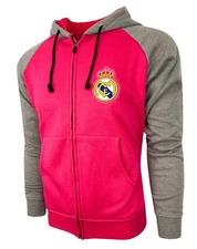 Real Madrid Hoodie (Color Pink), Licensed Real Madrid Zip Hooded Sweatshirt
