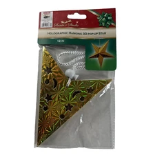 NEW OLD STOCK SANTAS STUDIO 3D Pop-Up 12" STAR Hanging Ornament