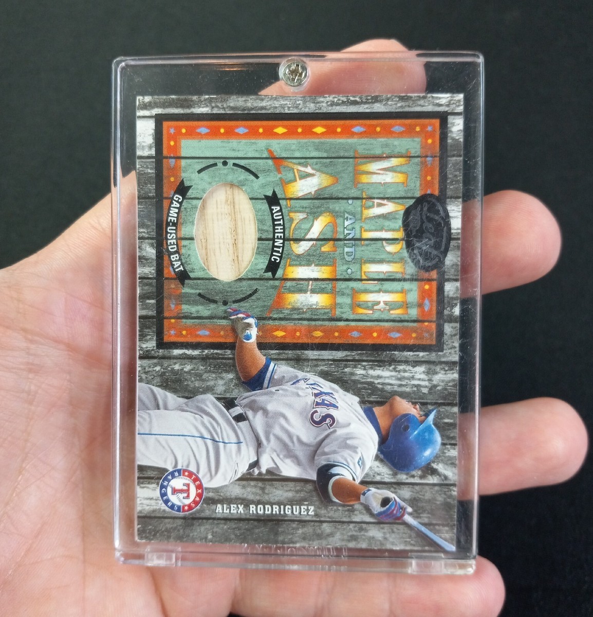 Alex Rodriguez 2003 Leaf Maple and Ash Game Used Bat Baseball Card