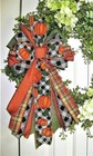 9 " FALL PUMPKIN BOW for DOOR WREATH SWAG GARLAND MAIL FENCE POST # 38 fl