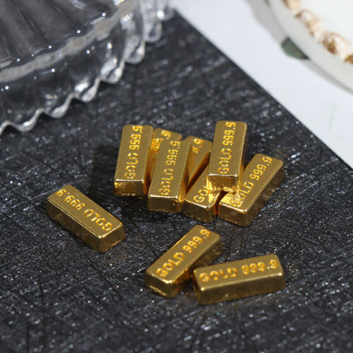 10pcs/set 1:12 Dollhouse Miniature Gold Bars Coin Model Doll House Decor Toys FF - Picture 1 of 12