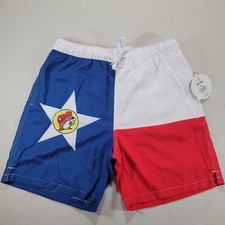 Mens Buc-ee's Sz M Logo Texas Flag Lined Elastic Waist Swim Trunks Swimsuit