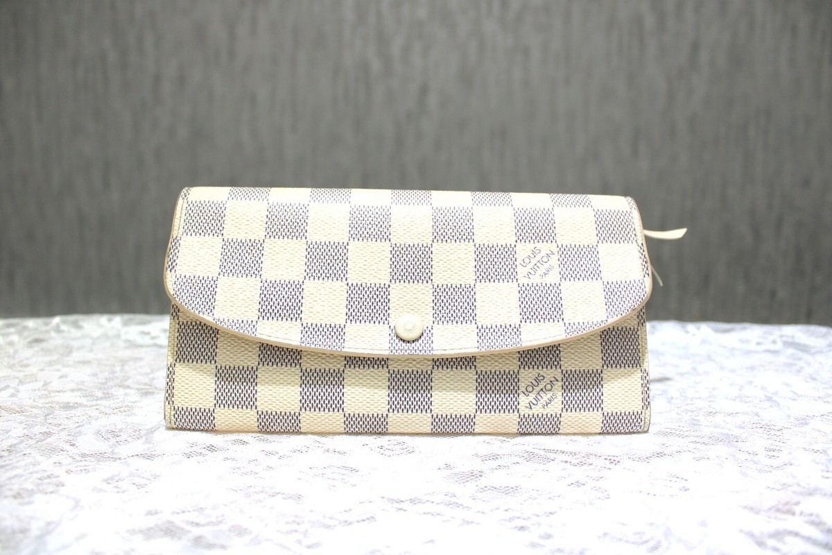 Authentic Louis Vuitton Emilie Wallet Damier Azur Coated Canvas