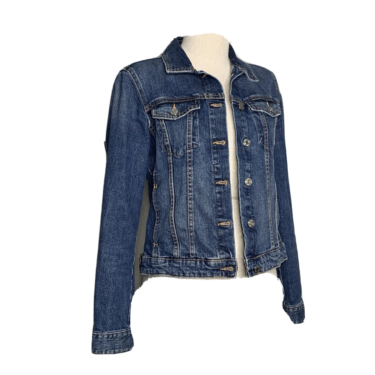 Veste femme en jean bleu Zara Denim a bouton coupe devant taille M moyenne