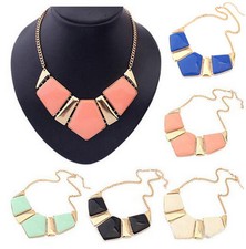 Candy Color Gold Plated Necklace Chain Choker Fashion Jewelry Pendant Charm Bib