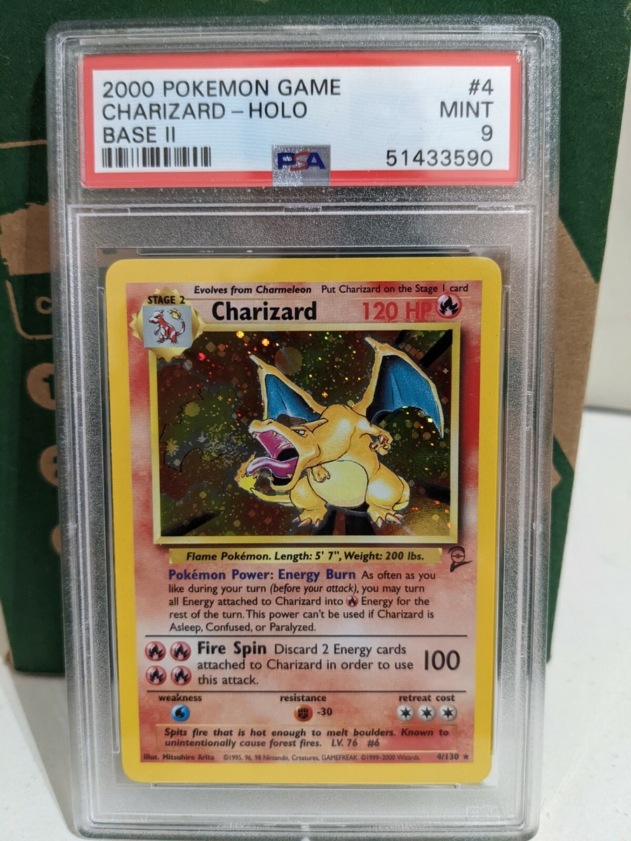2000 Pokemon Charizard Base II Holographic #4 Graded PSA 9 Mint | eBay