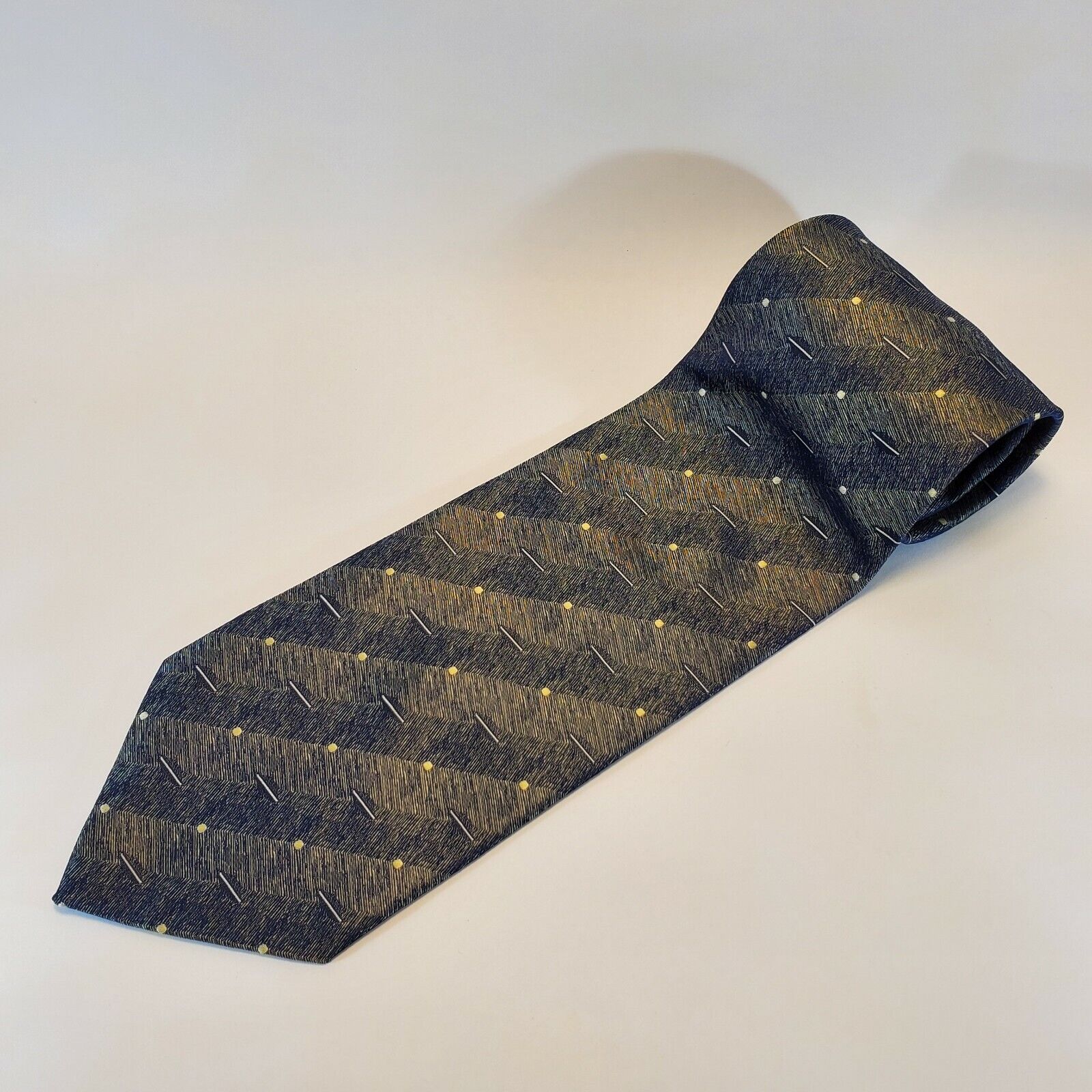 Vito Rofolo Necktie Silk Blue Gray Made in Italy Size 57 in × 4 -