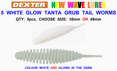 5 LEUCHTENDE GLOW WHITE TANTA GRUB SCHWANZWÜRMER FORELLE BARSCH ANGELN WEICHKÖDER KÖDER