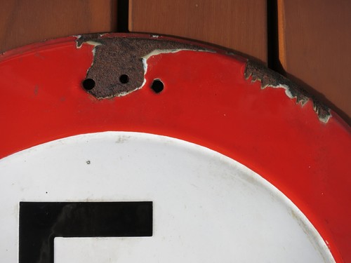 altes original Emailleschild " Verkehrszeichen 5t " Verbot 50cm erhabene Schrift - Bild 3 von 10