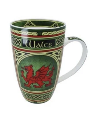 CLARA WELSH DRAGON BISTRO MUG ,Wales Cymru Celtic Weave Design. Attractive gift