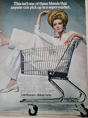 1969 Helene Curtis Color Essence hair color woman supermarket cart vintage ad