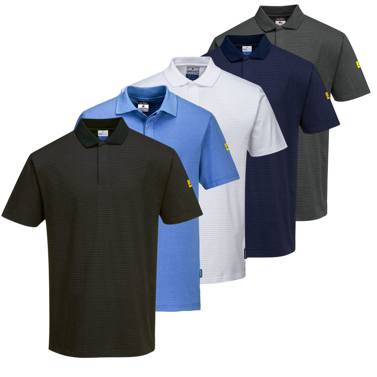 PORTWEST Mens Cotten Anti-Static ESD Polo T-Shirt Comfort Lightweight  Shirt-AS21