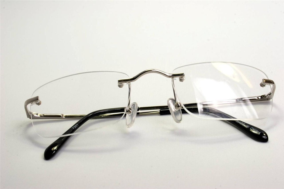 Rectangular slim rimless smart looking eye-glasses RX clear lens palin smart