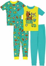 Scooby Doo 4 PC Short Sleeve Tight Fit Cotton Pajama Set Boy Size 6 8