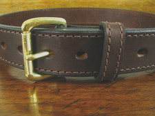 Mens THICK Stitched Rich Brown Bullhide Gun Belt 1.5" Wide Fits 28-30" Made/USA