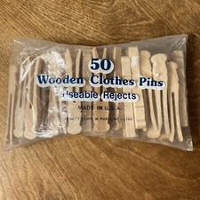 Wooden Clothes Pins 50 Useable Rejects Vintage NOS In Original Package USA Made