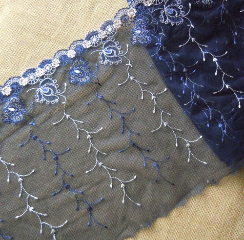 9Color Tulle Lace/Embroidered Floral White,Brown,Navy,Puce,Fleshcolor,Peach zh41 - Picture 6 of 10